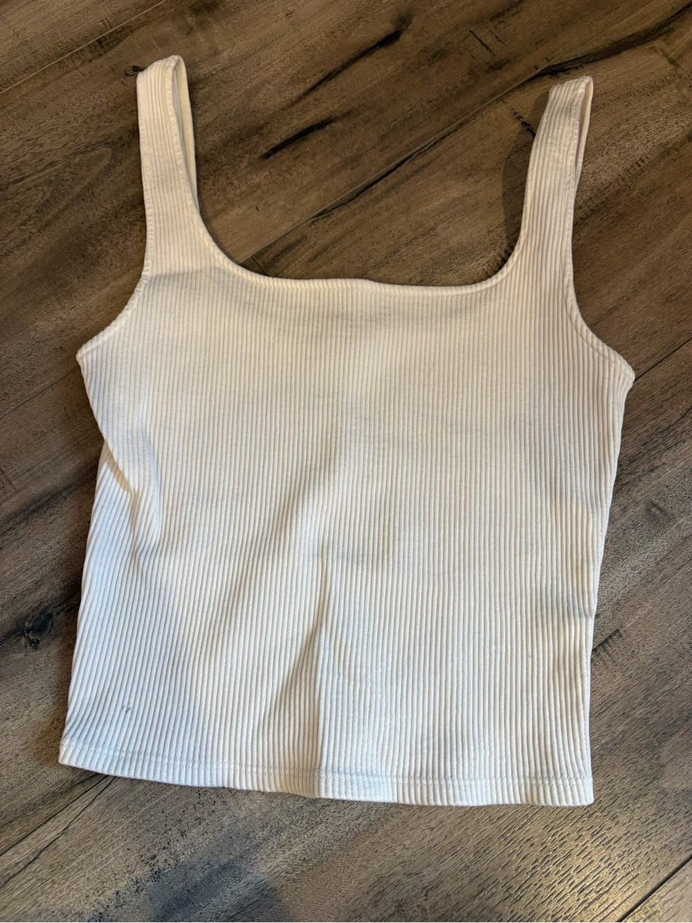 Dynamite Ribbed Square Neck Tank - White